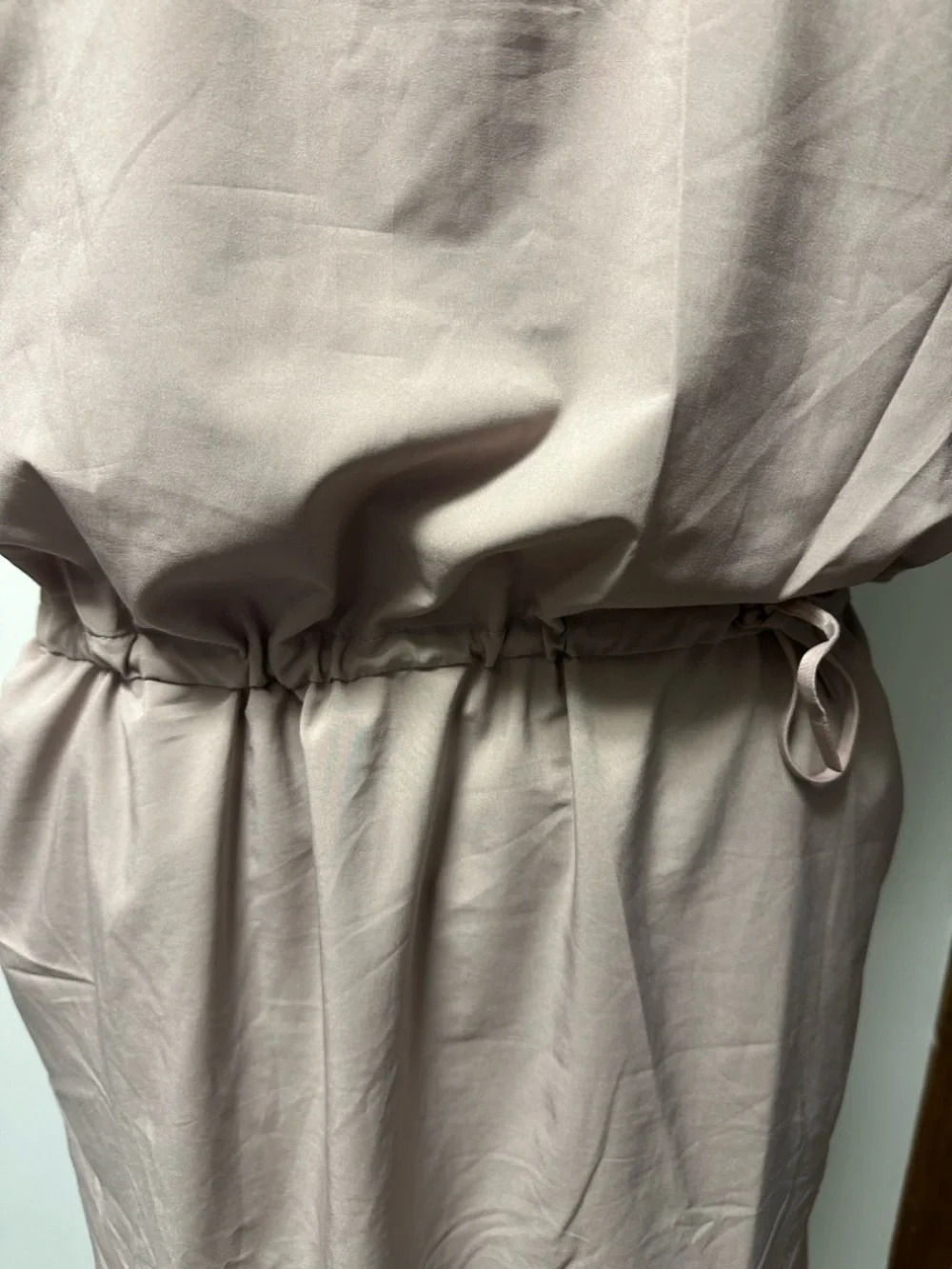 Women’s Blush Beige V-Neck Drawstring Waist Dress - Picture 6 of 12